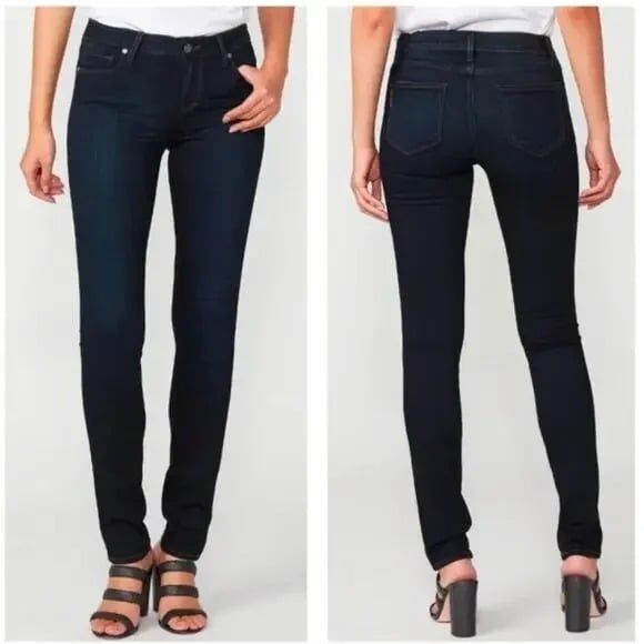 29x24 PAIGE Skyline Skinny Dark Wash Stretch - Picture 1 of 6